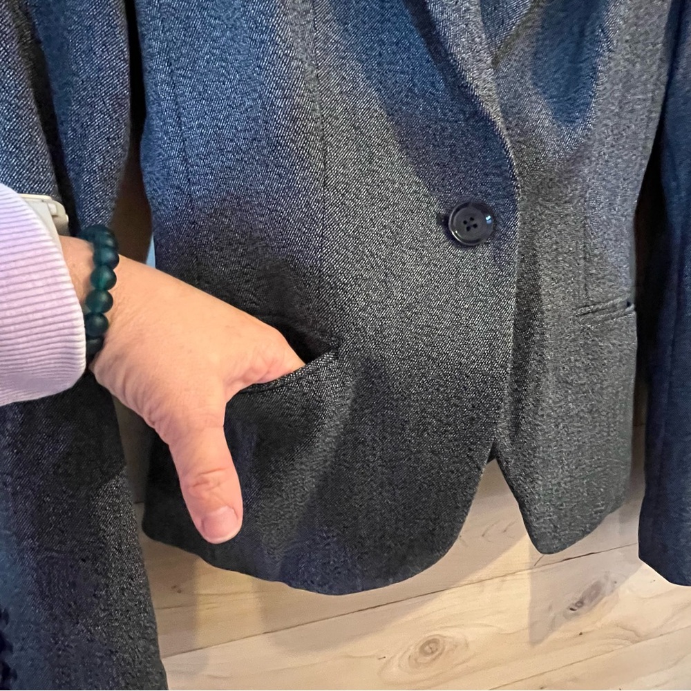 Express Charcoal Grey One Button Fitted Stretch B… - image 5